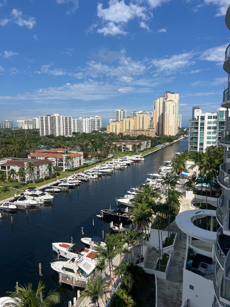 Luxury yachts on a Miami canal